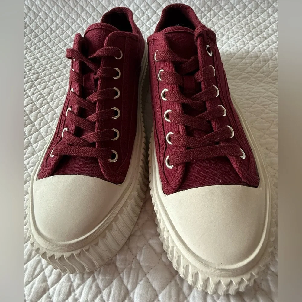 Dorothee Schumacher Platform Canvas Sneakers – Burgundy – EU 39 (US 8.5–9)